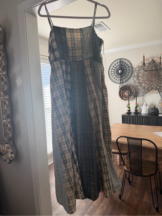 Gigio Dresses & Skirts - Tea-Length Plaid Maxi Sundress in Teal and Cream